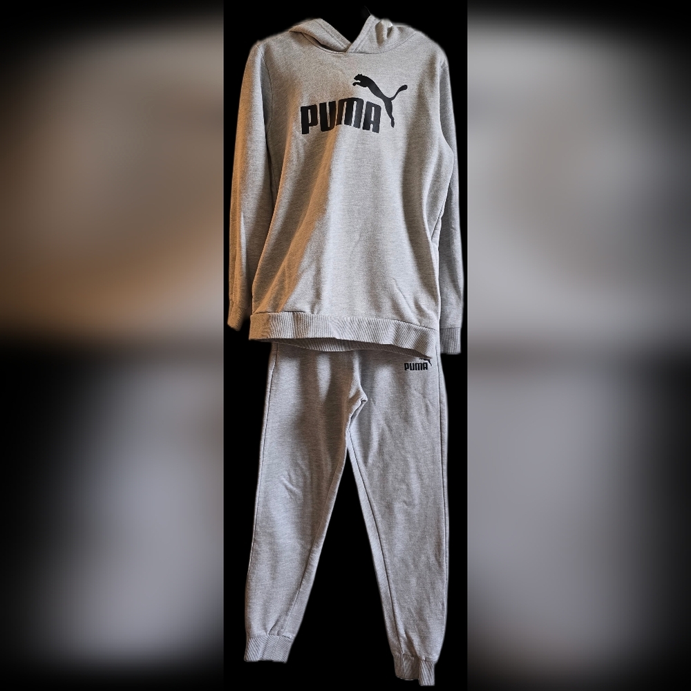 Puma Light Gray Sweat Pants Tracksuit Set